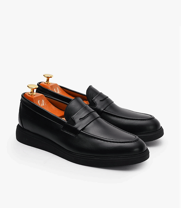 MOCASSIN LEO en Cuir, Noir – CL438