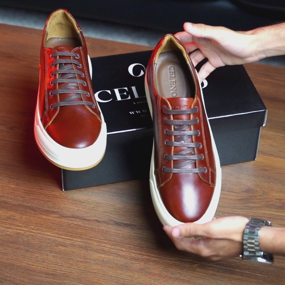 BASKET ROGUE en Cuir, MARRON COGNAC – CL6073